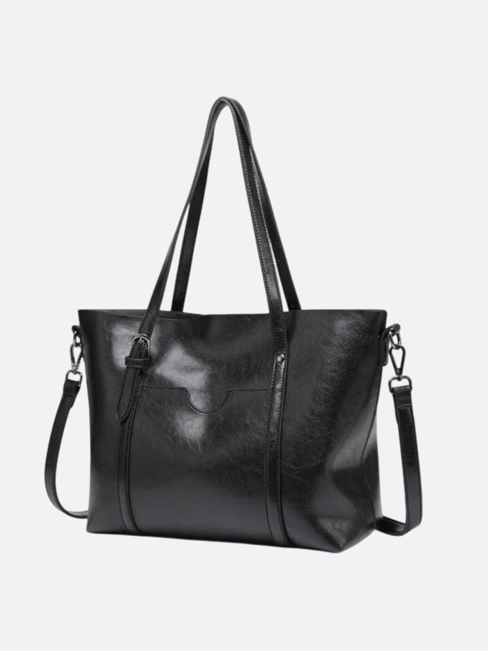 Elsa | Leather Tote Bag-Tote Bag / Shopper / Leather Handbag-Urban Devyne-Black-Urban Devyne
