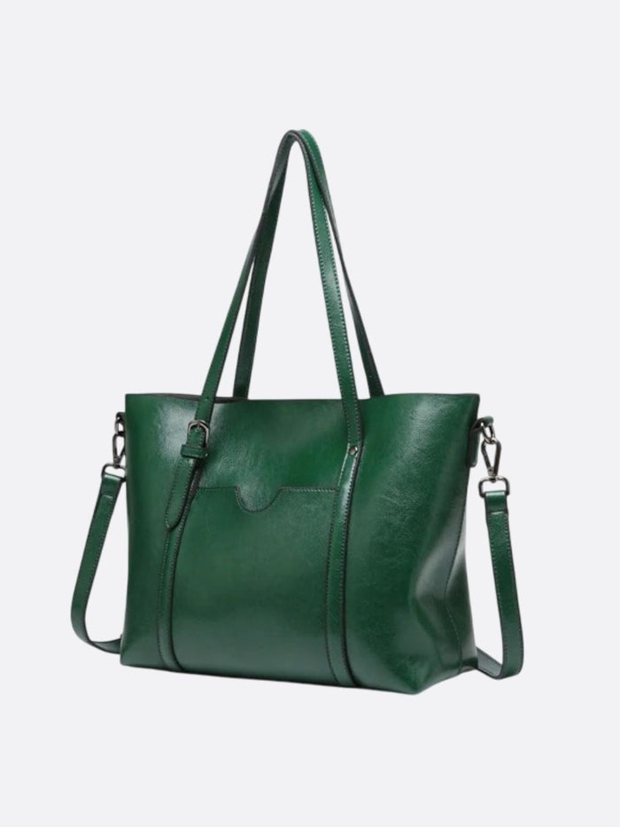 Elsa | Leather Tote Bag-Tote Bag / Shopper / Leather Handbag-Urban Devyne-Green-Urban Devyne