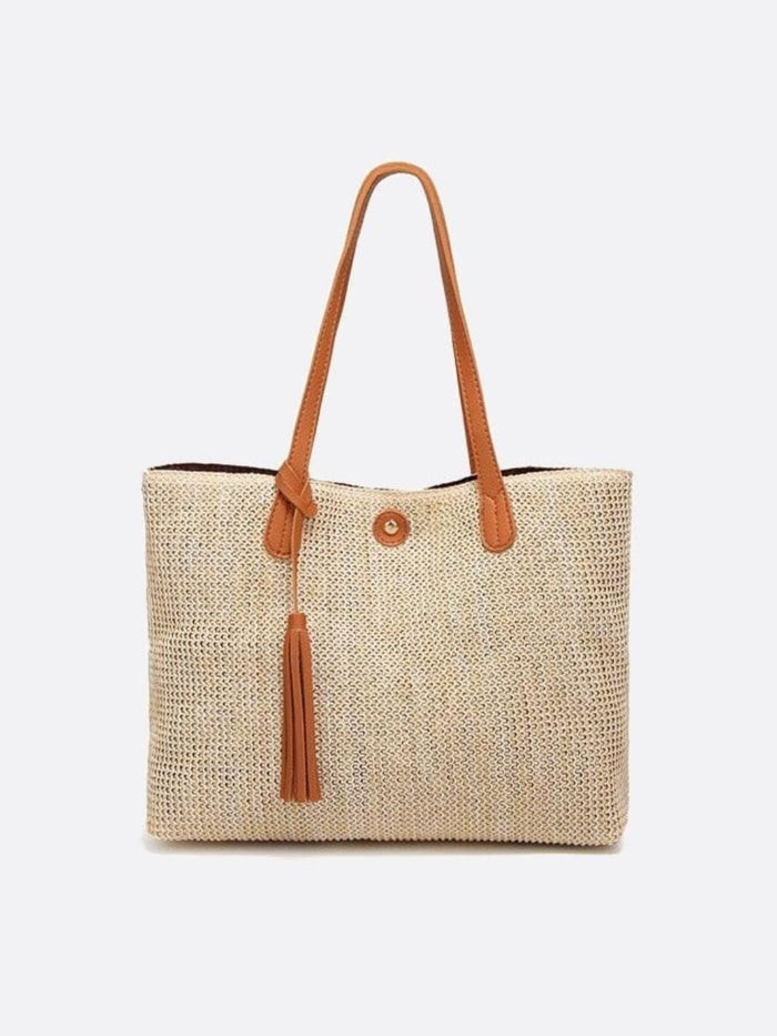 Francesca | Woven Straw Tote Bag-Shoulder Bags-Urban Devyne-Camel-Urban Devyne