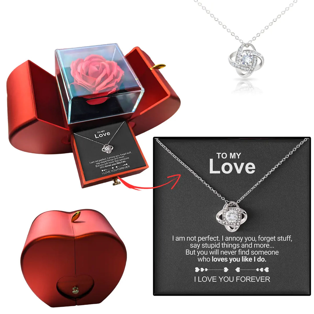 Forever Rose - Heart Box - With Message