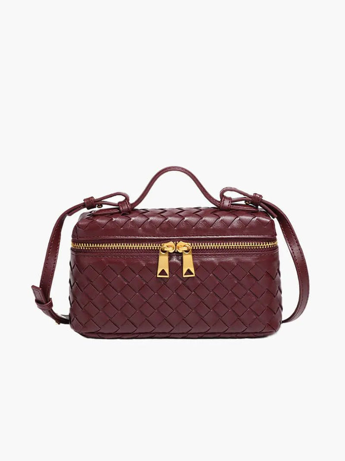 Greta | Woven Box Crossbody Bag-Crossbody Bag-Urban Devyne-Maroon-Urban Devyne