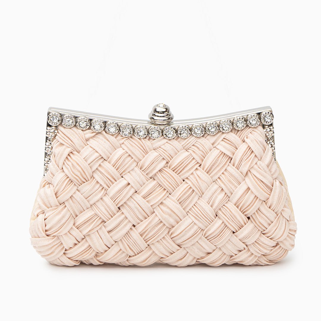 Lysandra | Satin & Crystal Evening Clutch-Clutches-Urban Devyne-Beige-Urban Devyne