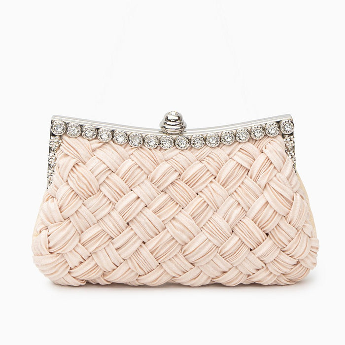 Lysandra | Satin & Crystal Evening Clutch-Clutches-Urban Devyne-Beige-Urban Devyne