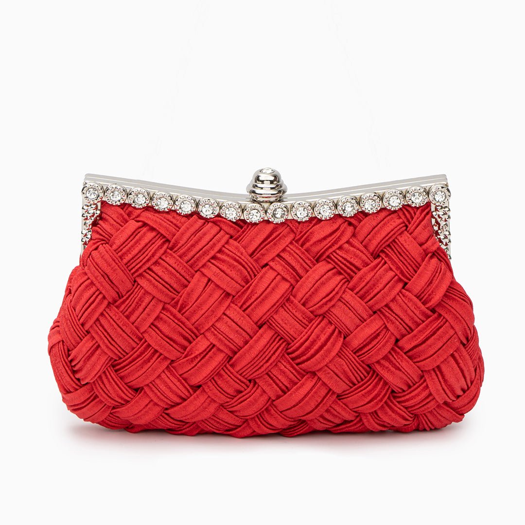 Lysandra | Satin & Crystal Evening Clutch-Clutches-Urban Devyne-Red-Urban Devyne