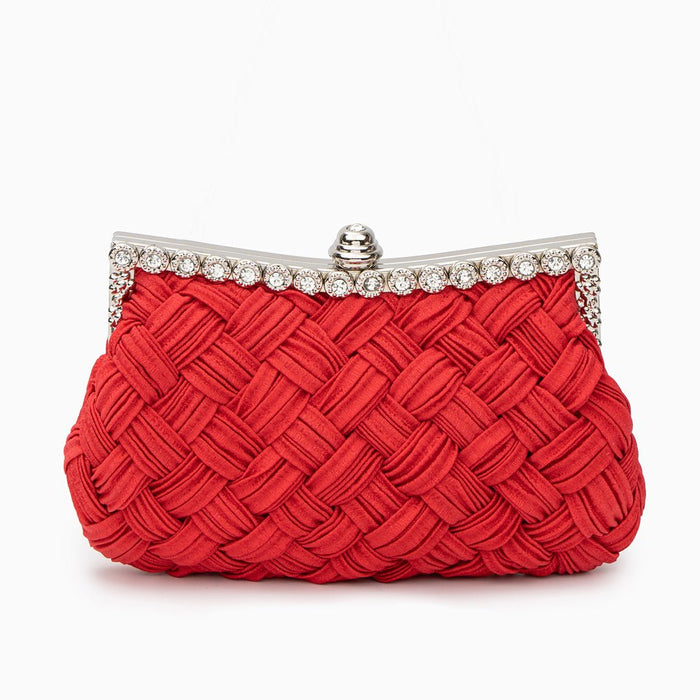 Lysandra | Satin & Crystal Evening Clutch-Clutches-Urban Devyne-Red-Urban Devyne