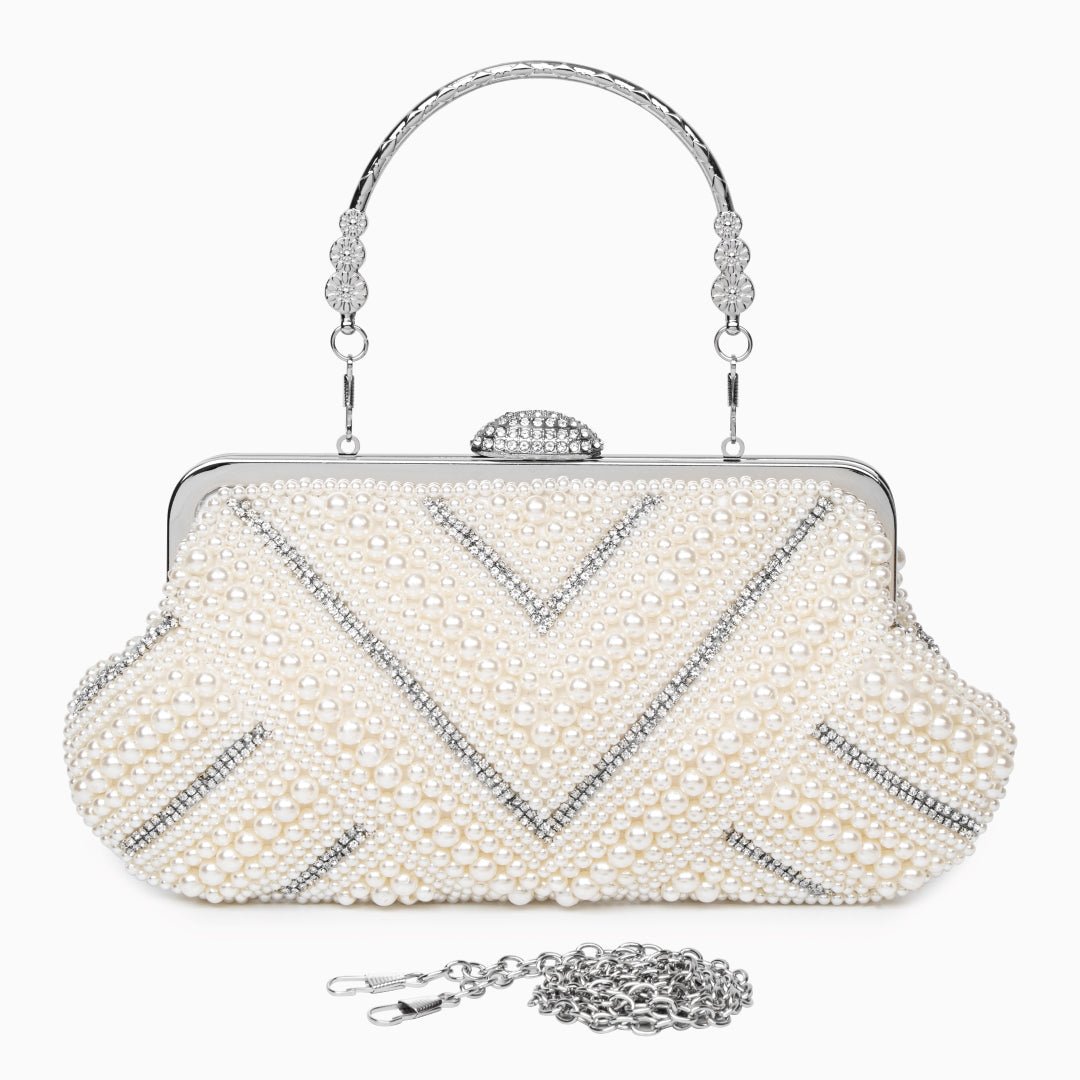 Aisha | Pearl & Crystal Embellished Clutch-Clutches-Urban Devyne-Urban Devyne