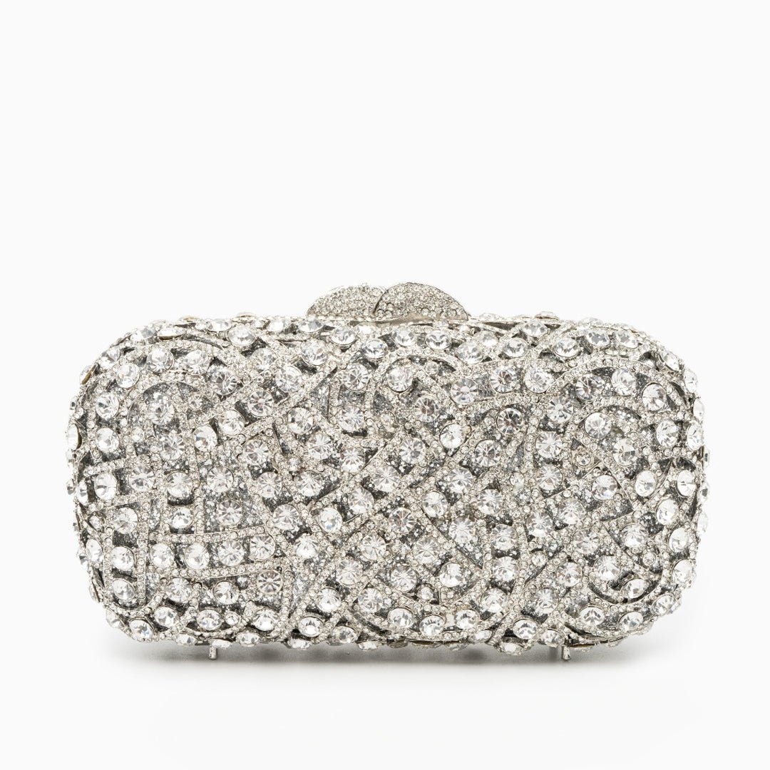 Ana | Crystal Embellished Rigid Frame Clutch-Clutches-Urban Devyne-Silver-Urban Devyne