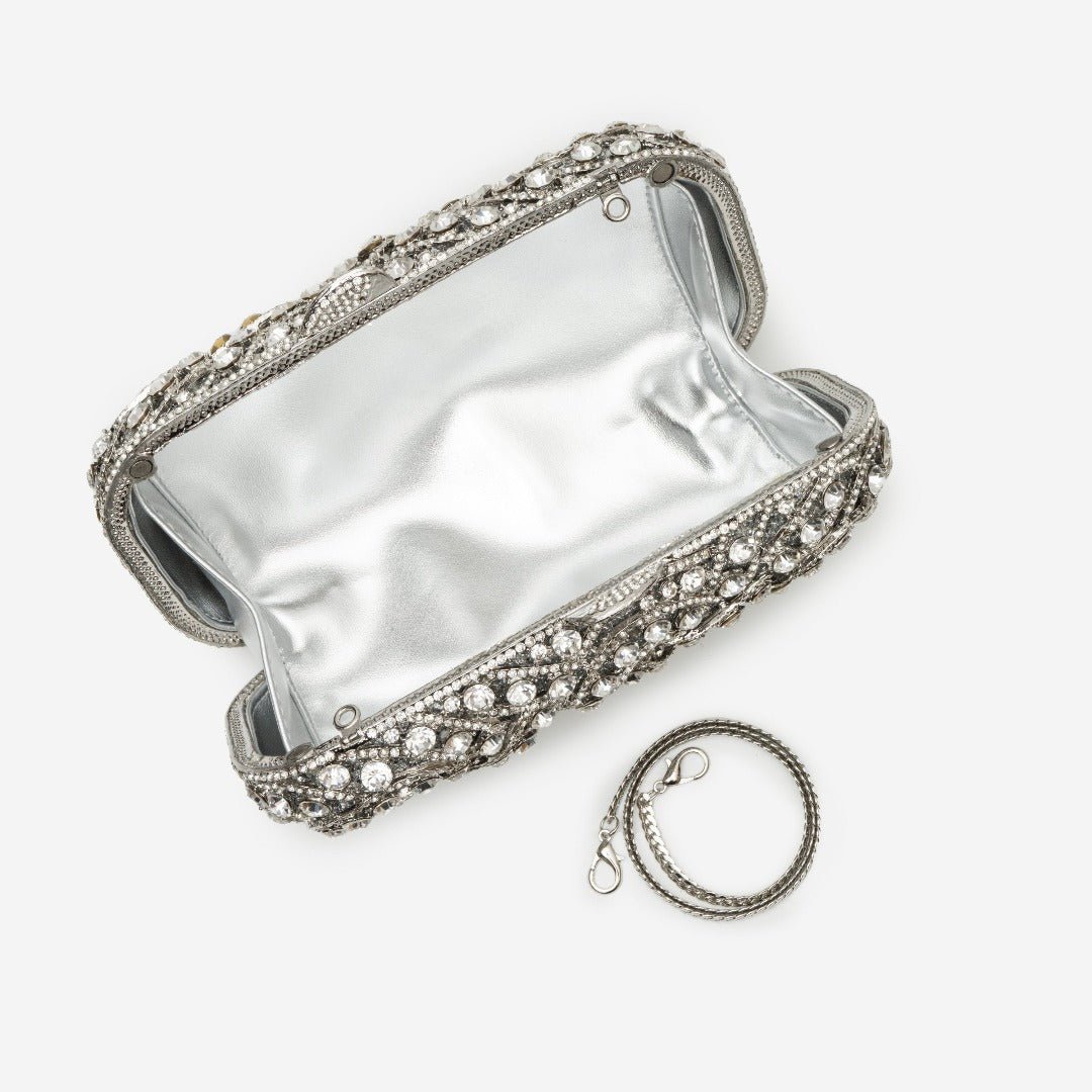 Ana | Crystal Embellished Rigid Frame Clutch-Clutches-Urban Devyne-Urban Devyne