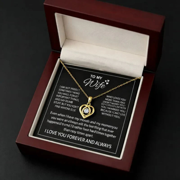 To My Wife - Forever & Always Heart Necklace Gift