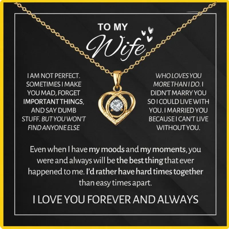 To My Wife - Forever & Always Heart Necklace Gift
