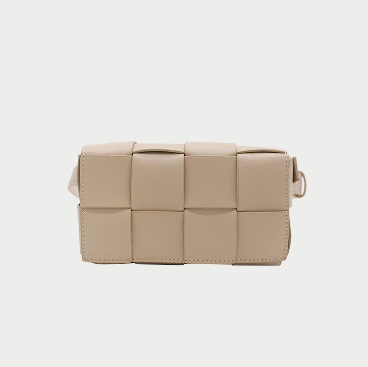 Angela | Calfskin Leather Squared Woven Crossbody Bag-Crossbody Bag-Urban Devyne-Beige-Urban Devyne