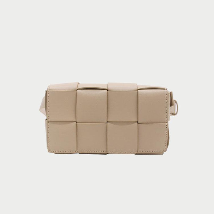 Angela | Calfskin Leather Squared Woven Crossbody Bag-Crossbody Bag-Urban Devyne-Beige-Urban Devyne