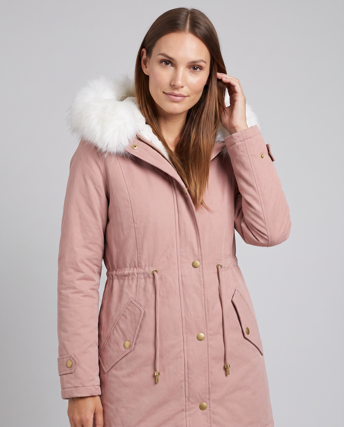 Liris | Women's Beige Fur Trim Hooded Winter Parka