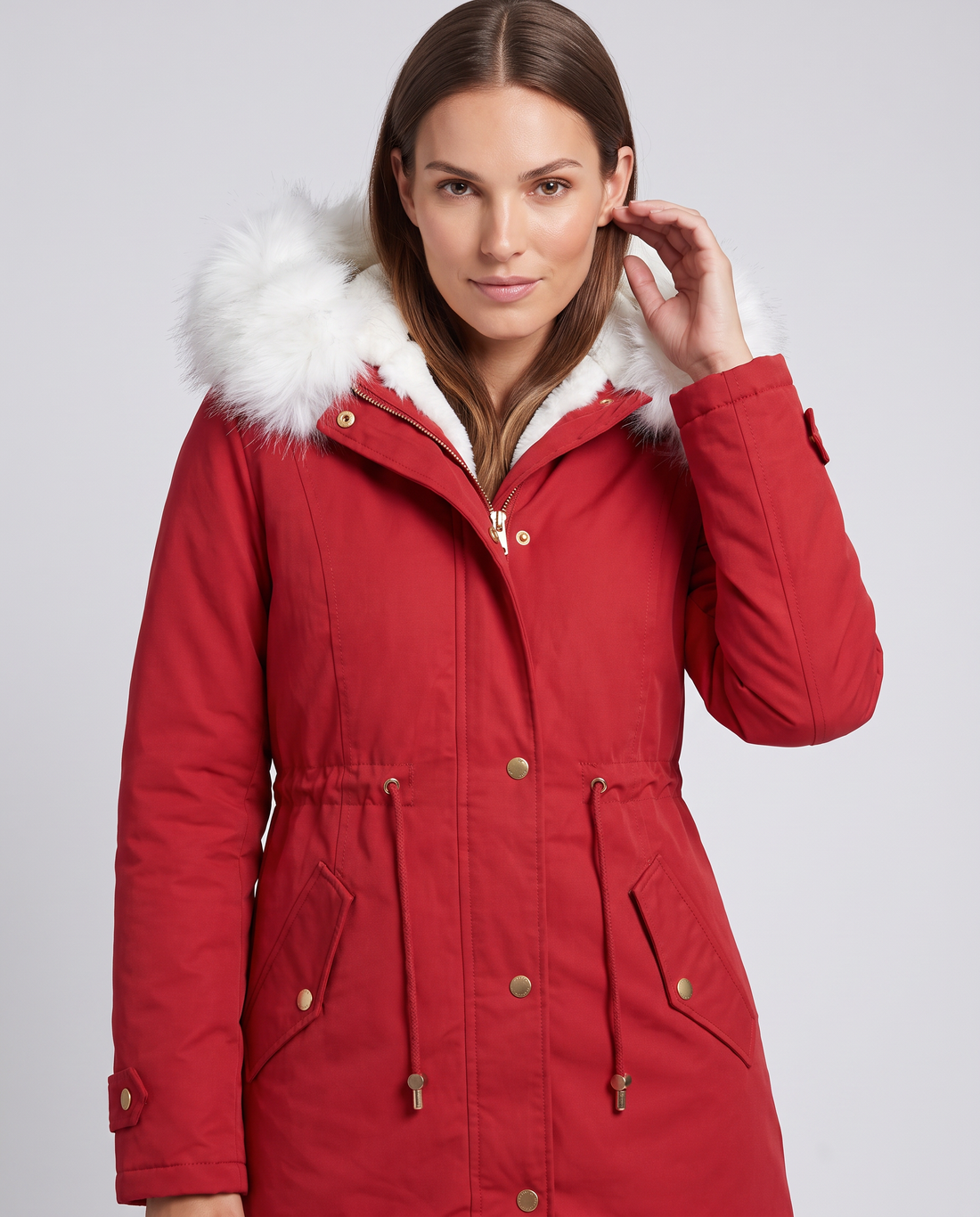 Liris | Women's Beige Fur Trim Hooded Winter Parka