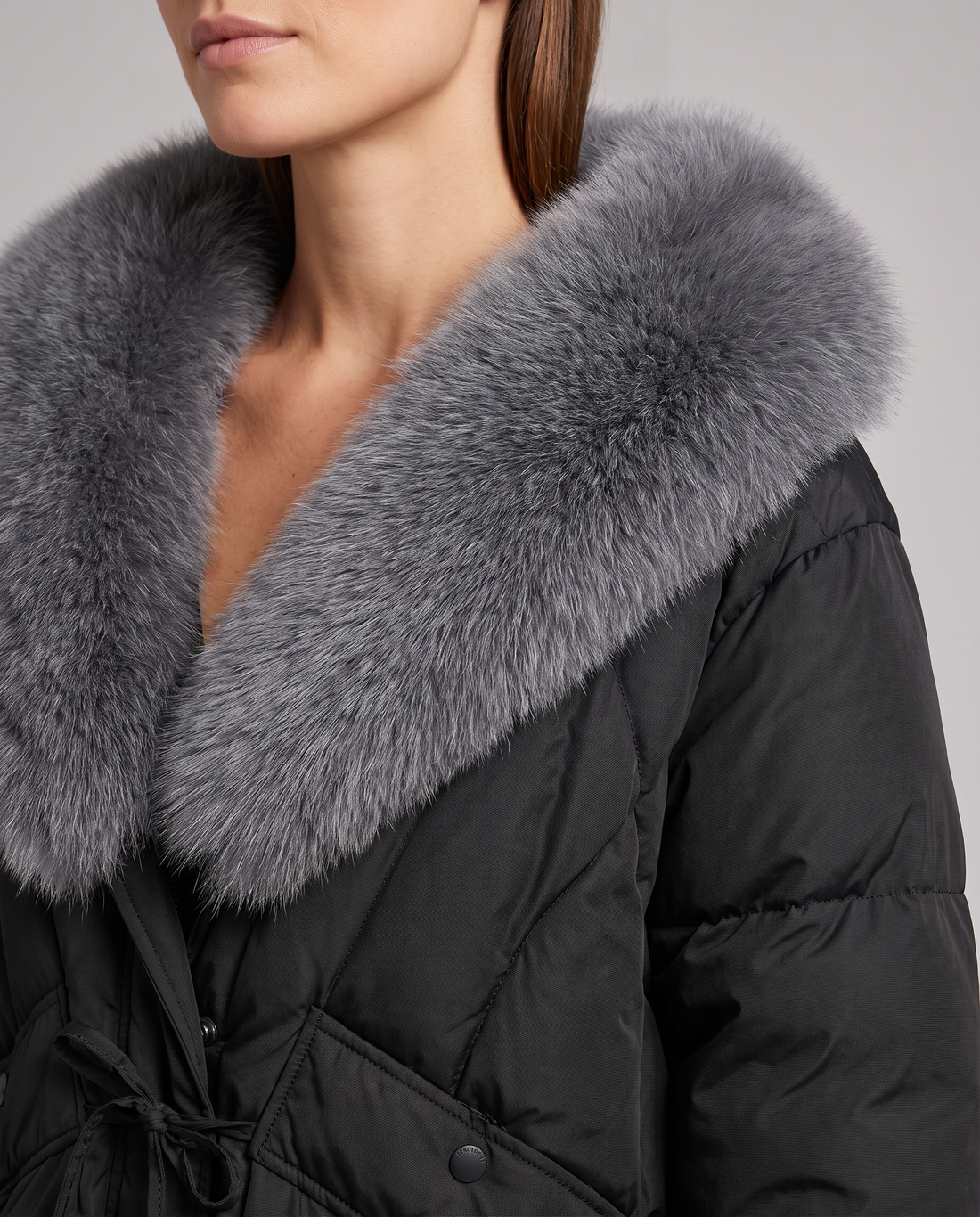 Maude | Women's Padded Puffer Jacket Beige Oversized Collar