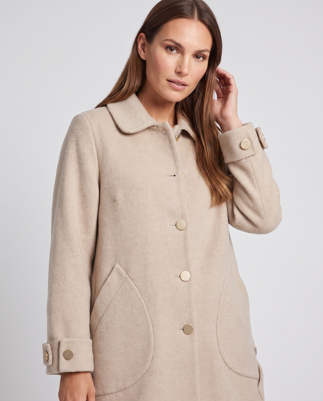 Lyris | Women's Round Collar Mid Length Oversized Coat