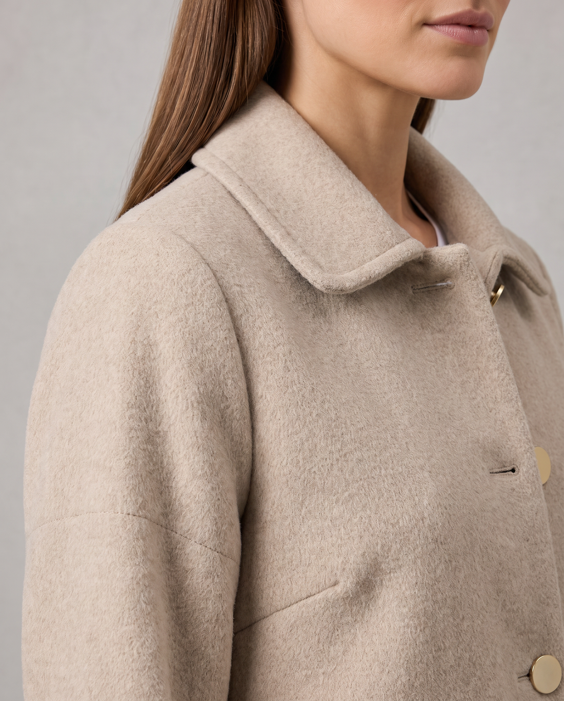 Lyris | Women's Round Collar Mid Length Oversized Coat
