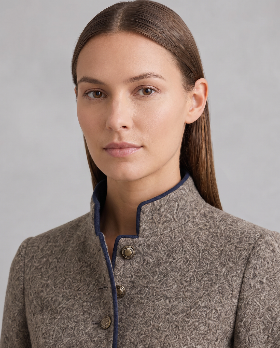 Tatum | Women's Stand Collar Brown Tailored Blazer