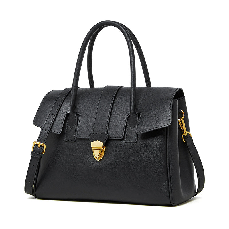 Ariana | Leather Satchel Handbag-Shoulder Bags-Urban Devyne-Black-Urban Devyne
