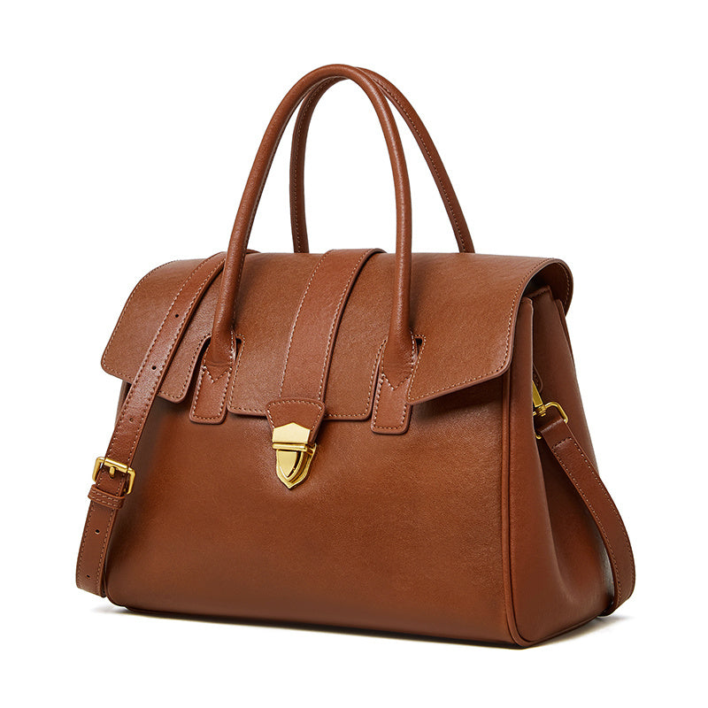 Ariana | Leather Satchel Handbag-Shoulder Bags-Urban Devyne-Light Brown-Urban Devyne