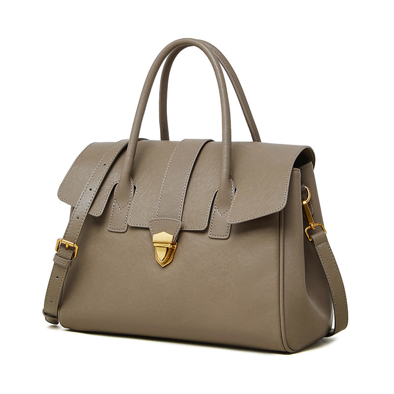 Ariana | Leather Satchel Handbag-Shoulder Bags-Urban Devyne-Khaki-Urban Devyne