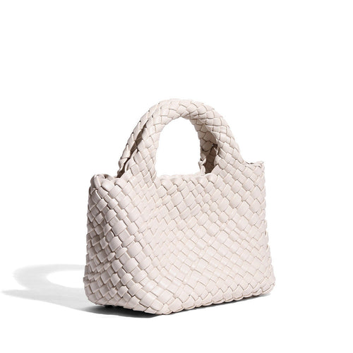 Adele | Woven Leather Handbag-Handbag-Urban Devyne-Off White-Urban Devyne