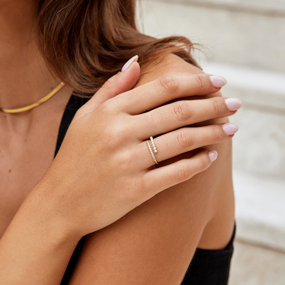 Juliette | Pearl & Crystal Ring-Ring-Urban Devyne-Urban Devyne